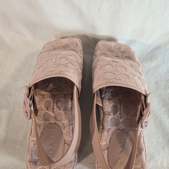Coach Women's 9B Noelle Pink Platform Sandals In Signature Terry Cloth New - Picture 4 of 6